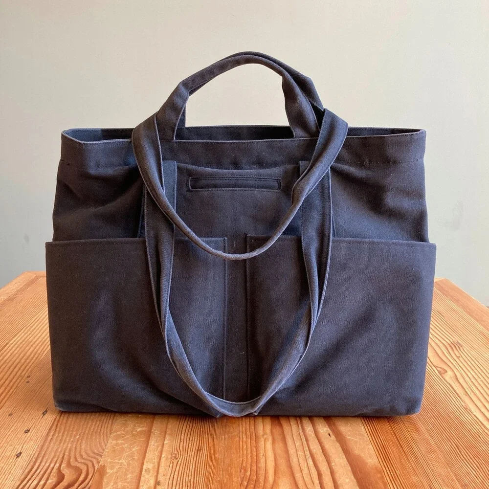 Dagne Dover Black Vida Large Organic Cotton Canvas Tote Bag - 0428LR